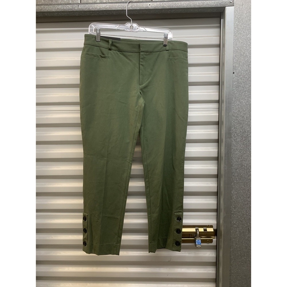 NWT Womens Banana Republic Sloan Pants Green Button Ankle Size 12